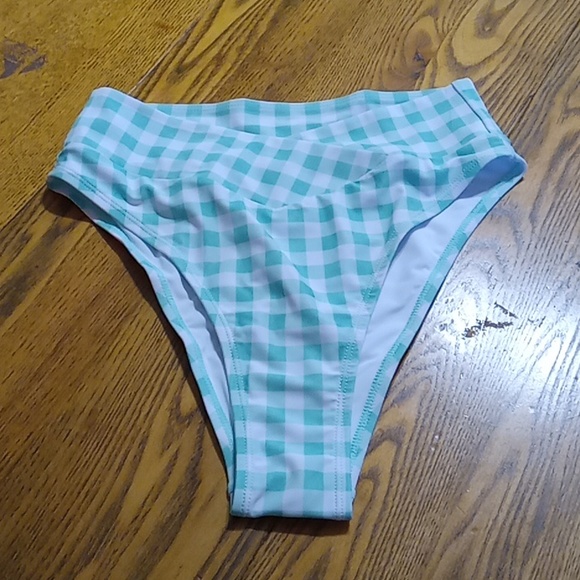 HALARA Womens SMALL BIKINI BOTTOM Beach Resort Vacation Pool NEW Green White - Picture 1 of 5